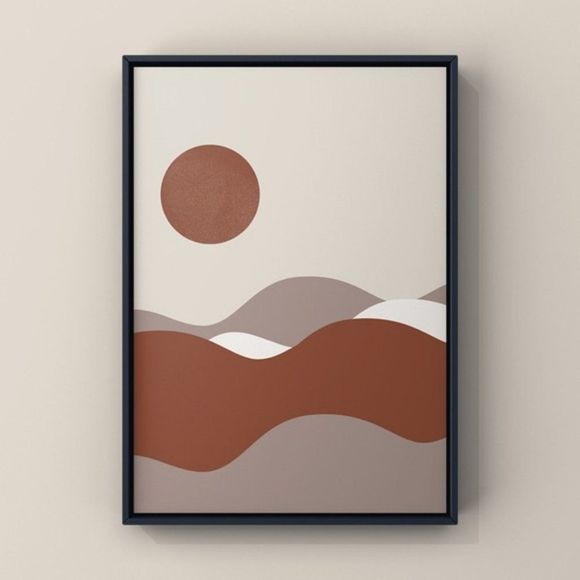 Modern boho brown mountain landscape art print - Picture 3 of 7